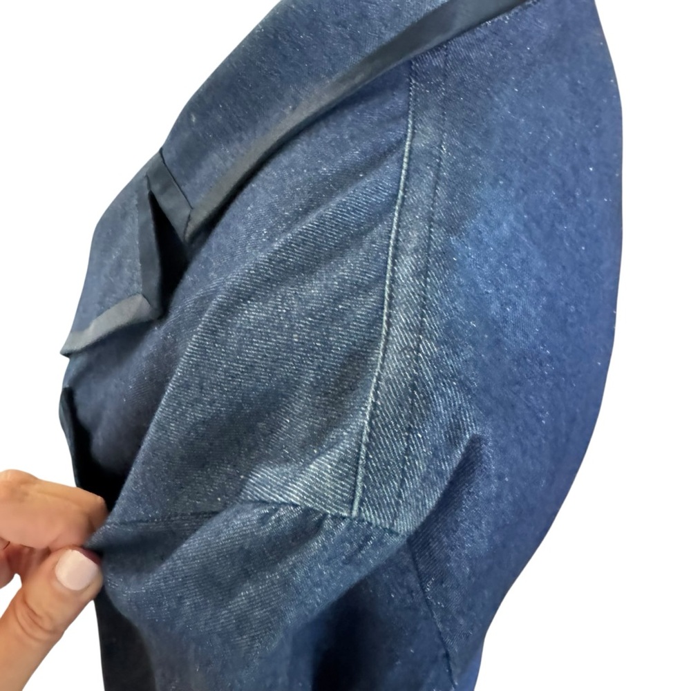 Vintage 80s Donna Karan Denim Blazer Fitted Jean Jacket sz 2 - Picture 8 of 12